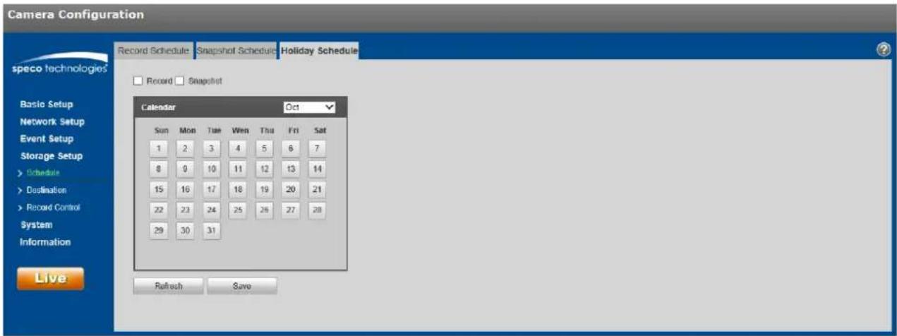 Speco Technologies O6MDP2W - Holiday Schedule - 1