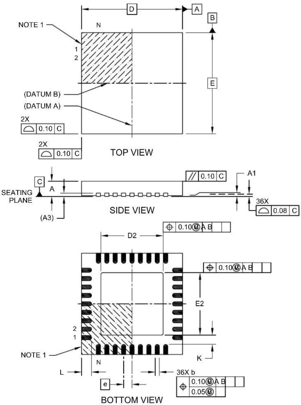 Microchip PIC32MM0016GPL028 - 36-Terminal Very Thin Plastic Quad Flatpack No-Lead (M2) - 6x6x1.0mm Body [VQFN] SMSC Legacy "Sawn Quad Flatpack No-Lead [SQFN]" - 1