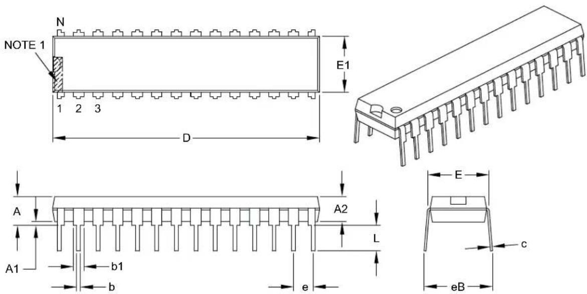 Microchip PIC32MM0016GPL028 - 28-Lead Skinny Plastic Dual In-Line (SP) - 300 mil Body [SPDIP] - 1