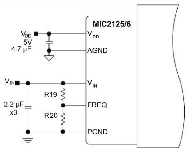 Microchip MIC2125/6 - Setting the Switching Frequency - 1