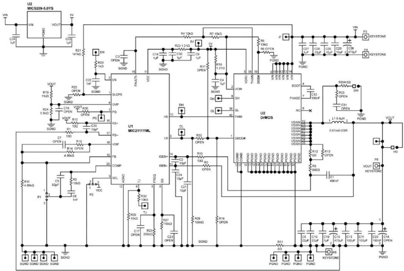 Microchip MIC2111B - Typical Application Schematic - 1