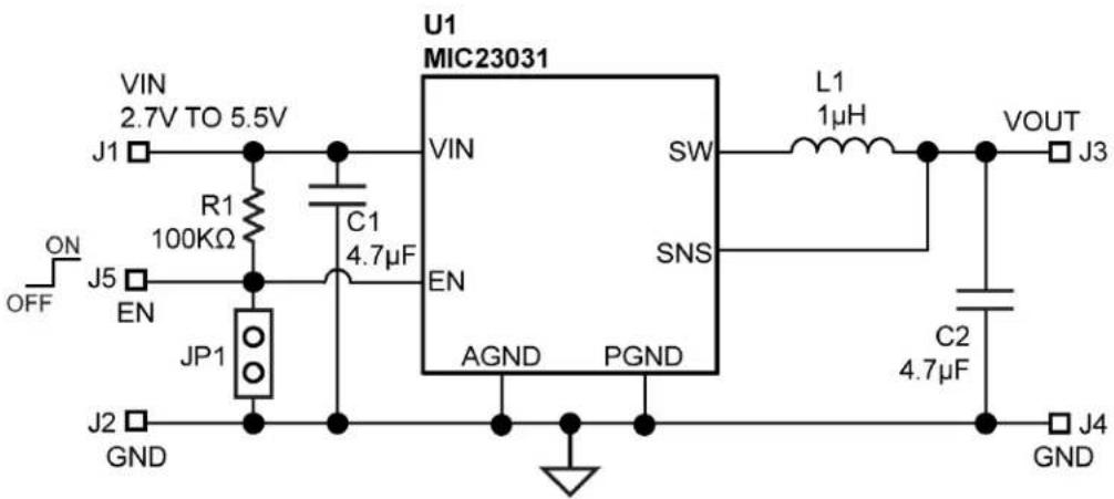 Microchip MIC23031-4YMT - MIC23031 Typical Application Circuit (Fixed) - 1