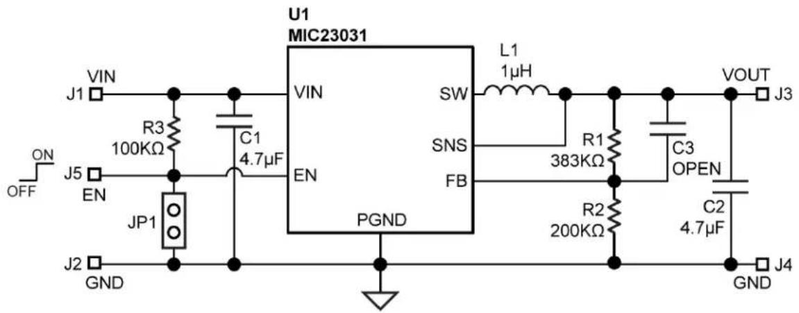 Microchip MIC23031-4YMT - MIC23031 Typical Application Circuit (Adjustable 1.8V) - 1