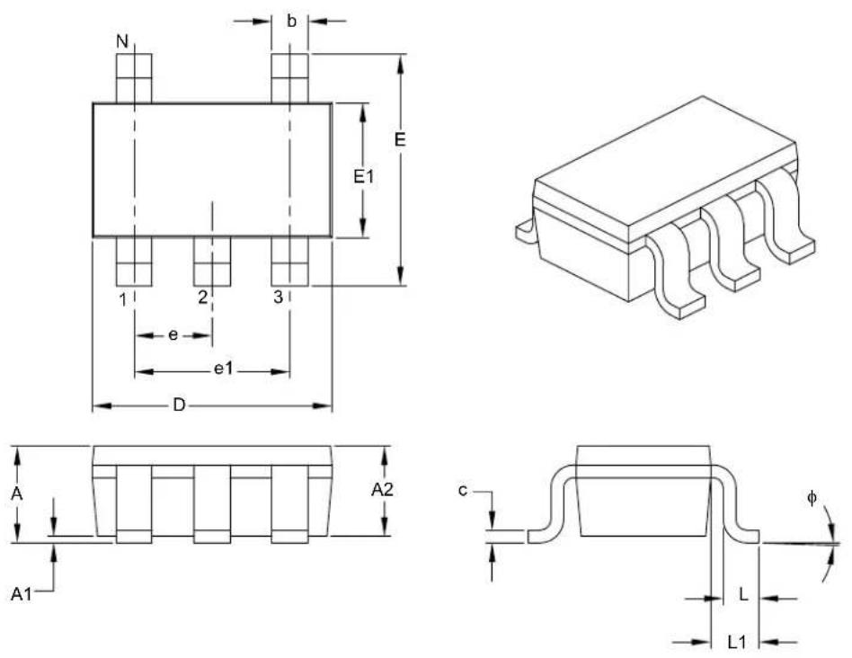 Microchip MCP652 - 5-Lead Plastic Small Outline Transistor (OT) [SOT-23] - 1