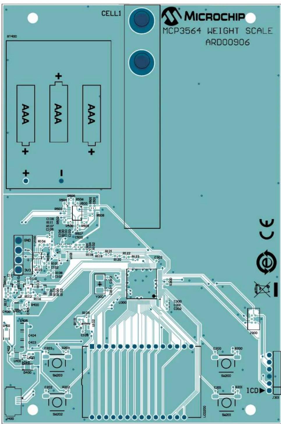 Microchip MCP3462R - A.7 Weight Scale Board - Top Copper and Silk - 1