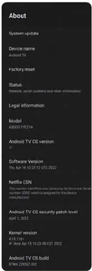 SHARP 65EQ4KA - Android TV OS build - 1