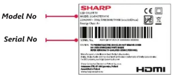 SHARP 43EH7K - Please retain all packaging materials, in addition to your proof of purchase/receipt, as you will need these in the event of warranty/service support. - 1