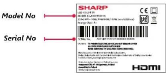 SHARP 42EH6K - Please retain all packaging materials, in addition to your proof of purchase/receipt, as you will need these in the event of warranty/service support. - 1