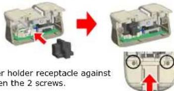 or holder receptacle against on the 2 screws.