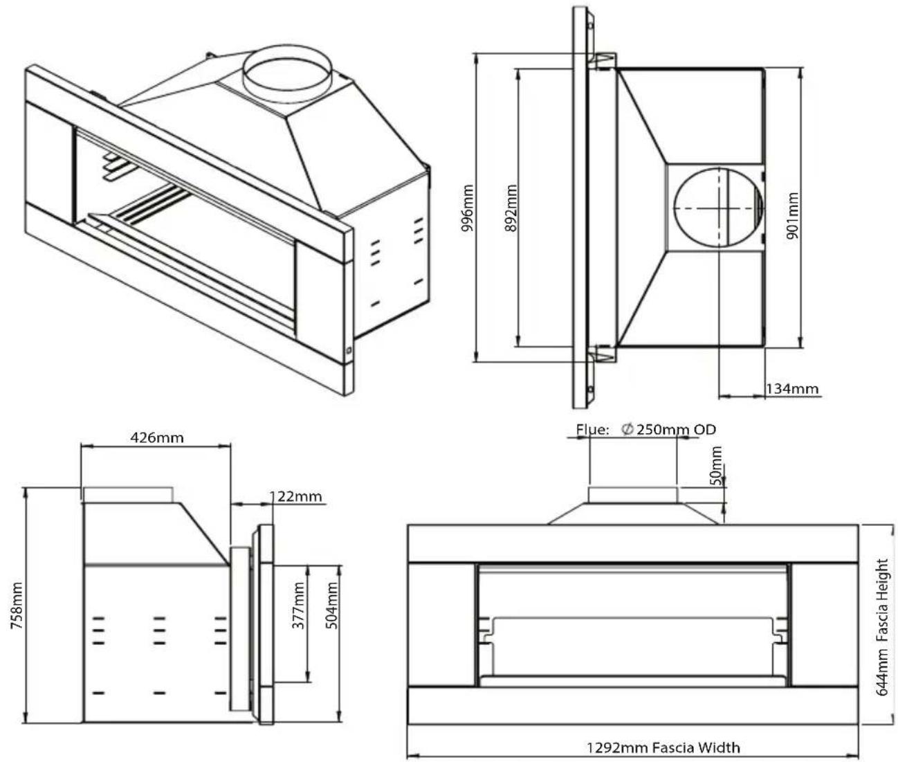 Escea EW5000 - For Installations Without Fascia: - 1