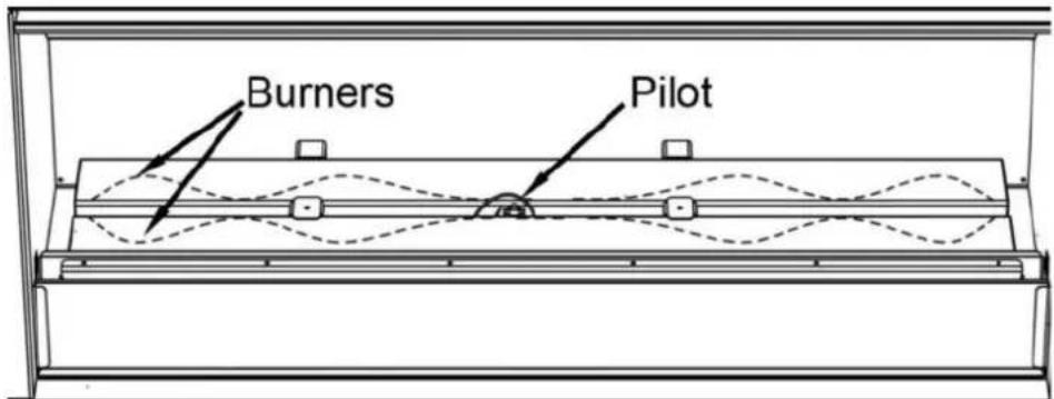 Real Flame EXURO IO1000 - PILOT FLAME AND BURNER POSITIONING - 1