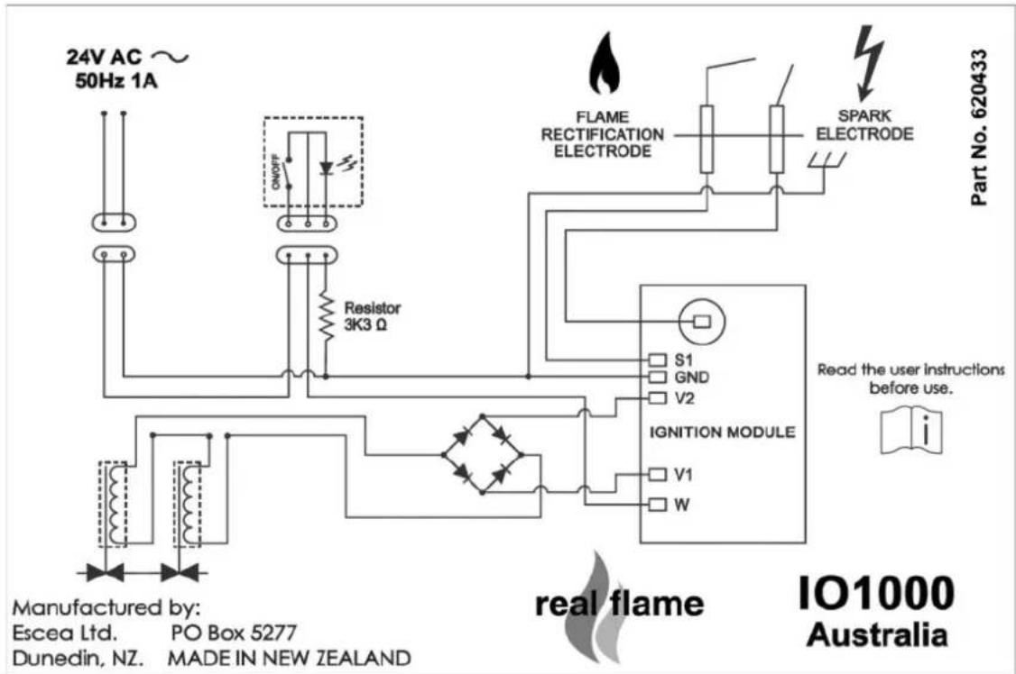 Real Flame EXURO IO1000 - ELECTRICAL SCHEMATIC - 1