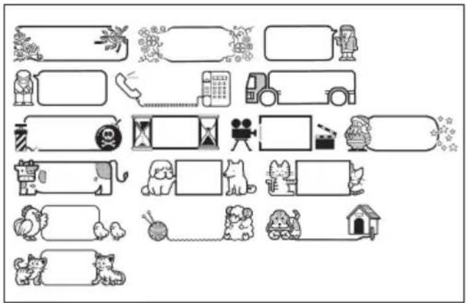 Illustrated children's educational worksheet with blank writing grids and cartoon animals for each subject.