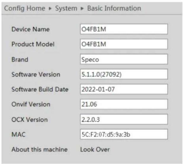 Speco Technologies O4iD2 - System Information - 1