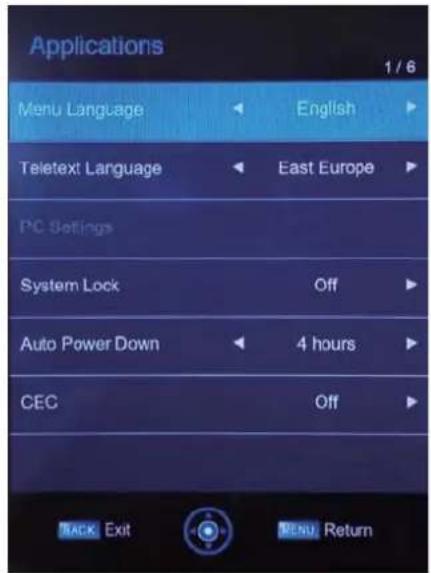 HAIER LE32B9200WB - Applications MENU - 1