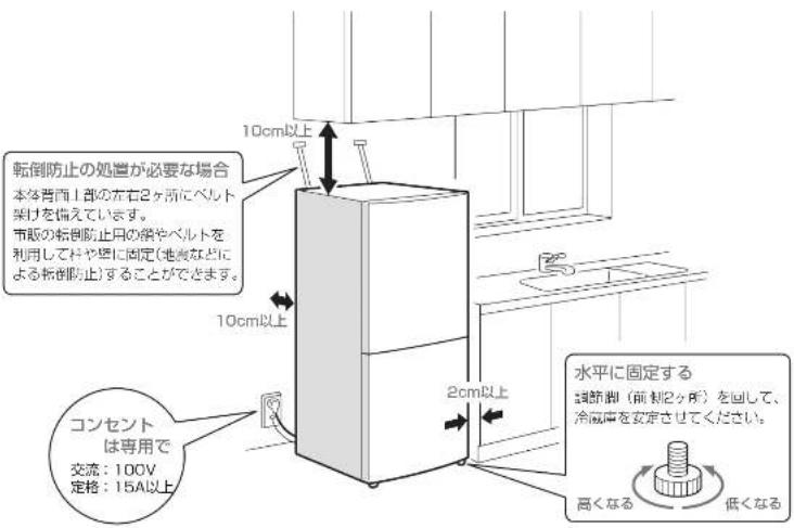 HAIER JR-GNF190E - - 周囲にすき間をあける - 1