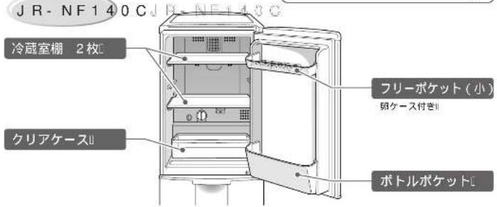 HAIER JR-NF170C - 各部のなまえと使いかた - 2