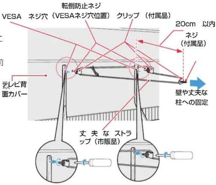 TCL 65Q815 - 壁または柱などに固定するとき - 1