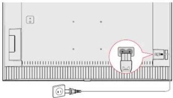 TCL 65Q815 - 電源プラグを本体 AC-IN 端子、コンセント ^① の順に差し込む。 - 1
