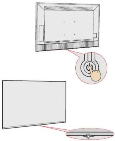 TCL 65Q815 - 本体の電源ボタンを押す。 - 1