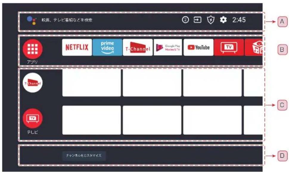 TCL 65Q815 - リモコンで 📊を押すとスマートテレビのホームページを表示します。 - 1