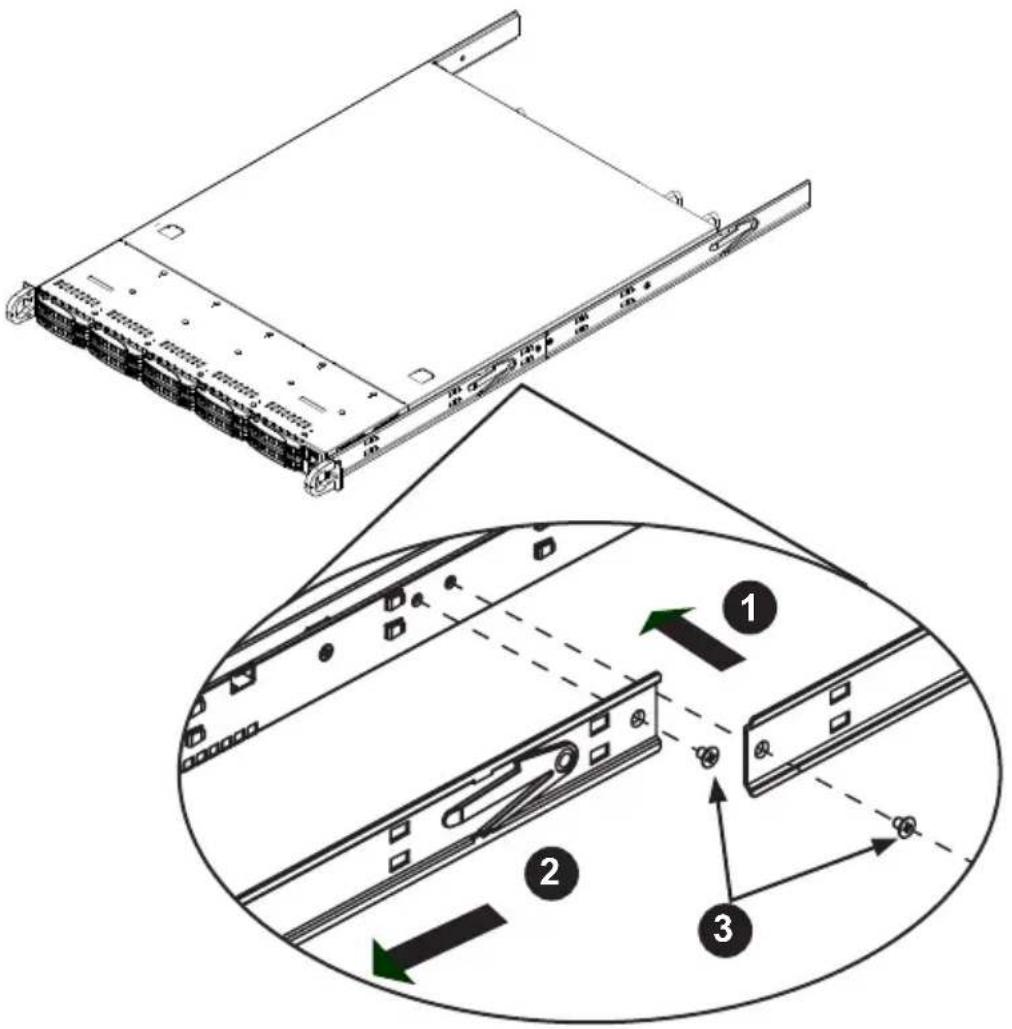 Supermicro SuperServer 1028R-WTNRT - Identifying the Sections of the Rack Rails - 2