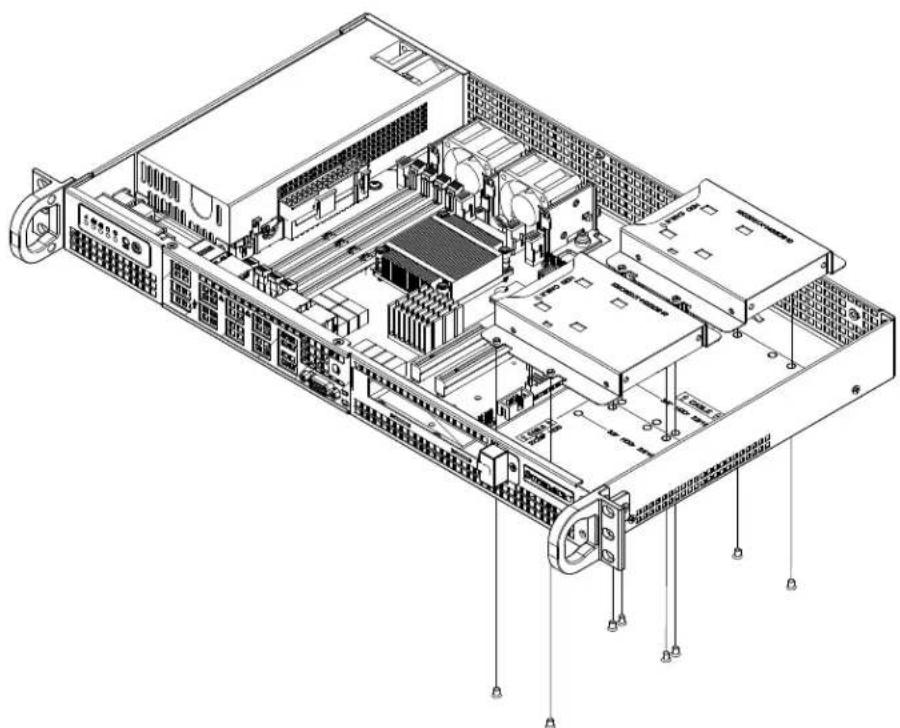 Supermicro SuperServer 5019A-FN5T - Installing 2.5" Drives to the Chassis Floor - 1