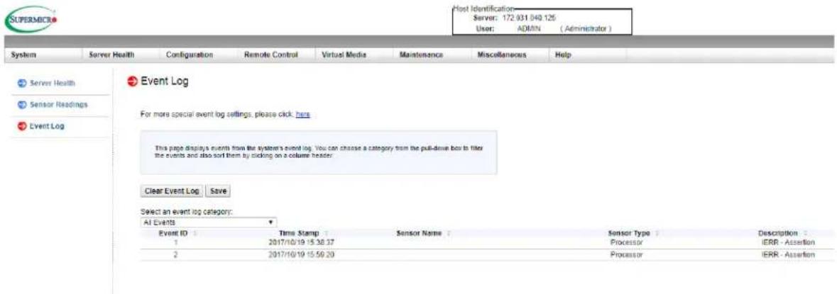 Supermicro SuperServer E403-9D-14CN-FRN13+ - Check IPMI Error Log - 1