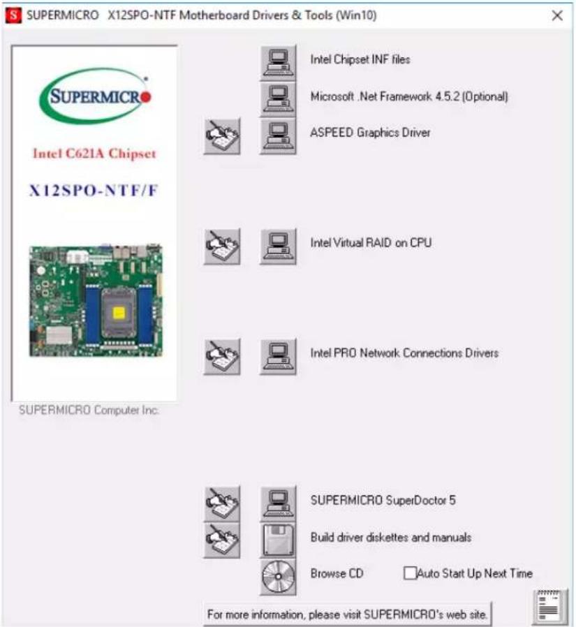 Supermicro SuperServer SSG-110P-NTR10 - Driver Installation - 1