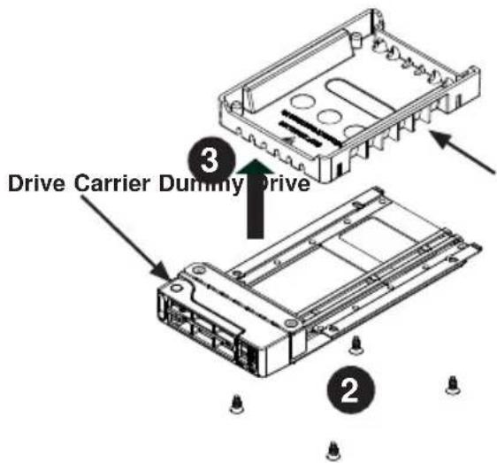 Supermicro SuperServer F628R2-FC0PT+ - Removing the Dummy Drive from the Drive Carrier - 1