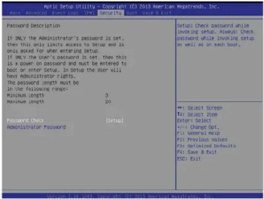 Supermicro SuperServer F628R3-FC0PT+ - 7-6 Security Settings - 1