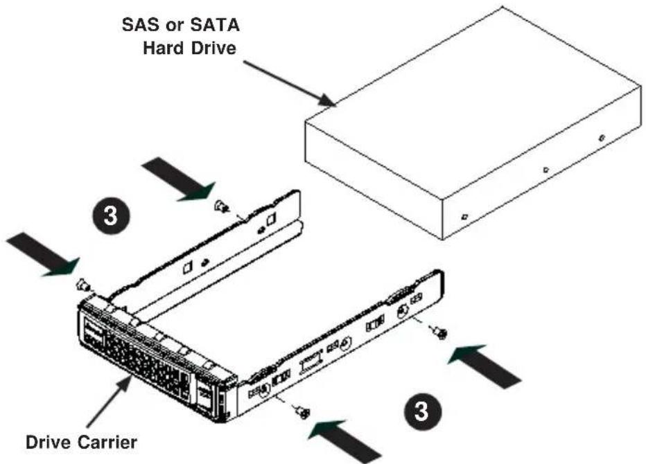 Supermicro SuperServer F628R3-FC0PT+ - Installing a Hard Drive into the Drive Carrier - 1