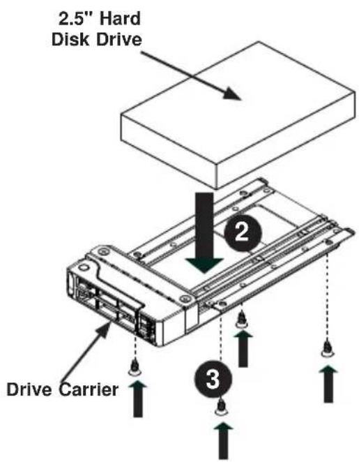Supermicro SuperServer F628G2-FC0PT+ - Installing a Hard Drive into the Drive Carrier - 1
