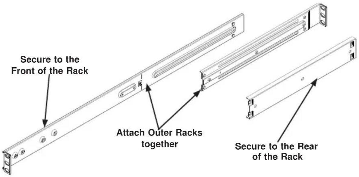 Supermicro SuperServer 6018TR-T - Installing the Outer Rails to the Rack (Figure 2-3) - 1
