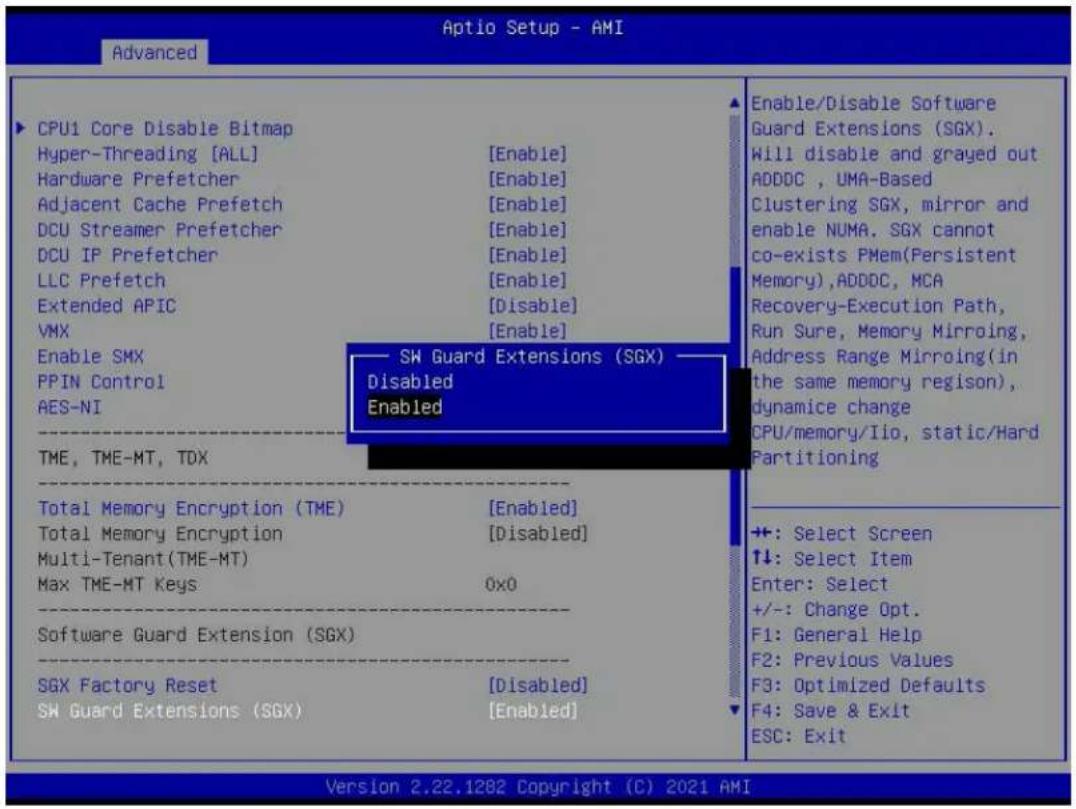 Supermicro SuperServer SYS-120TP-DC8TR - Step 4: Enabling SGX Support in the CPU Configuration Settings - 1