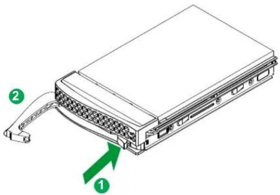 Supermicro SuperServer SYS-120TP-DC8TR - Removing a Hot-Swap Drive Carrier from the Chassis - 1