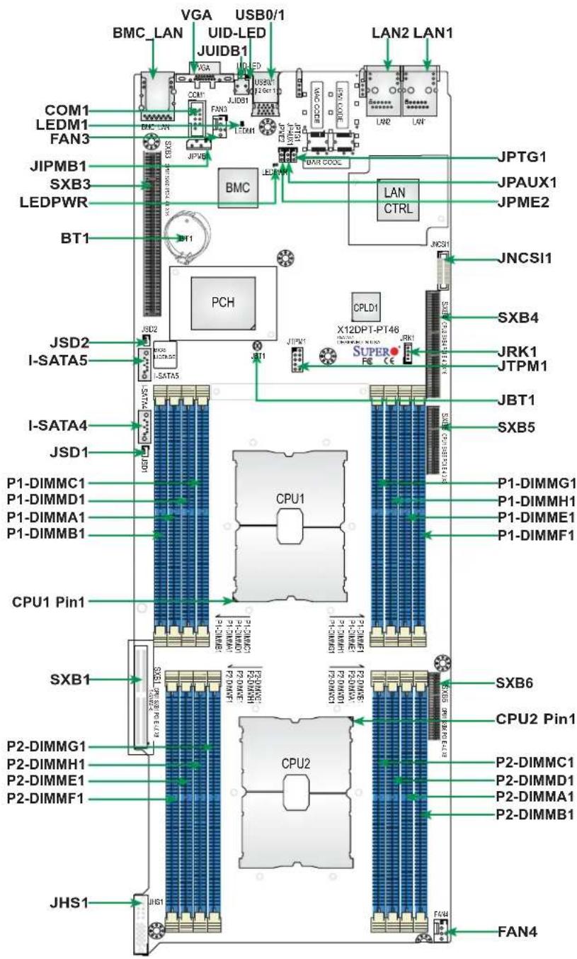 Supermicro SuperServer SYS-120TP-DC8TR - Motherboard Layout - 1