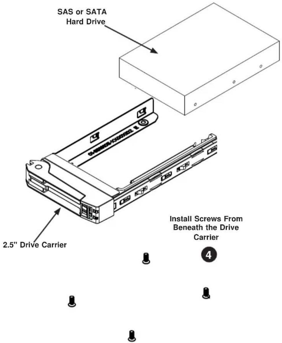 Supermicro SuperServer F648G2-FT+ - Installing 2.5" Hard Drives into the Drive Carriers - 3
