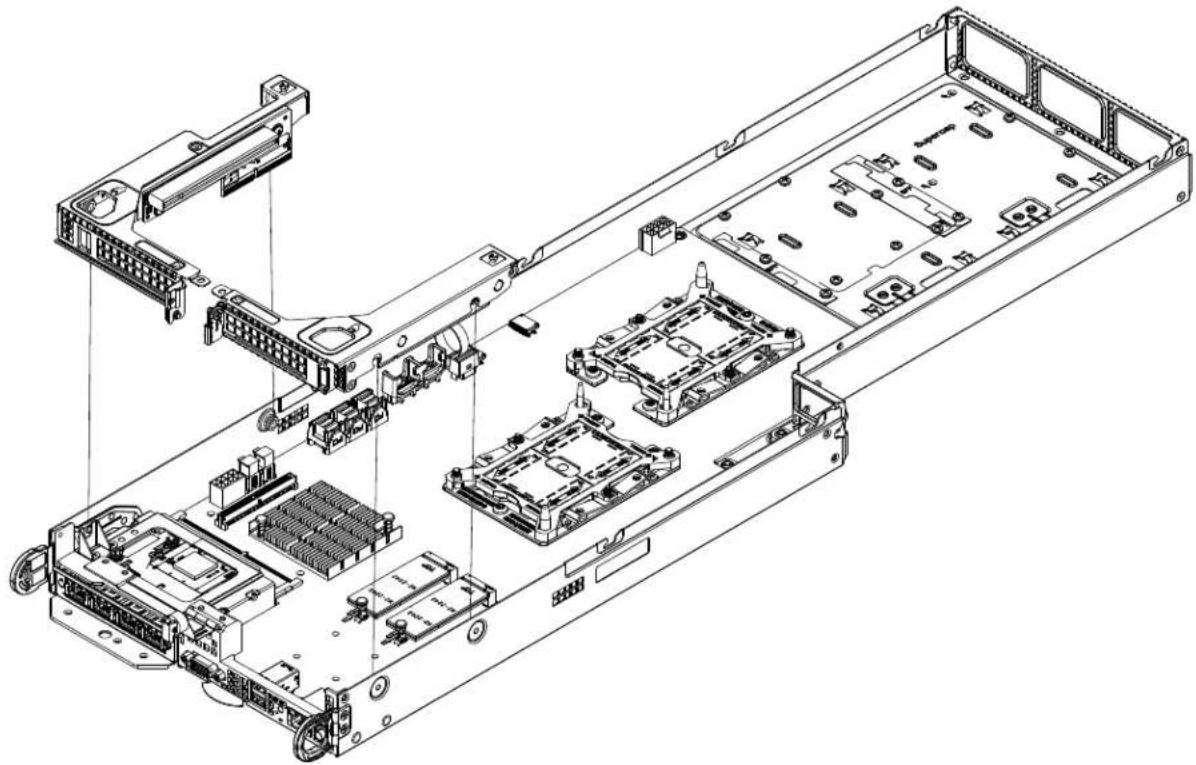 Supermicro SuperServer F619P2-FT+ - Assembling the PCI-E Slot Bracket Assembly - 2