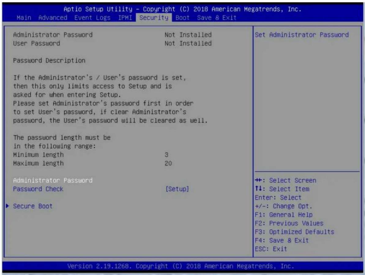 Supermicro SuperServer F619P2-FT+ - Security Settings - 1