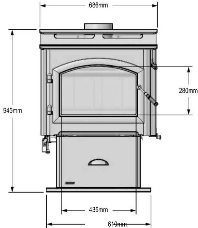 Quadra-Fire 57ST-ACC-AU - Dimensions and Clearances - 1