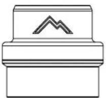 Simple line drawing of a mechanical component with a zigzag symbol on top (no text or labels)