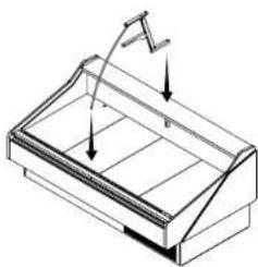 Isometric line drawing of a rectangular container with internal compartments and directional arrows indicating movement (no text or symbols)