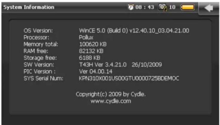Cydle T43H - System information - 1
