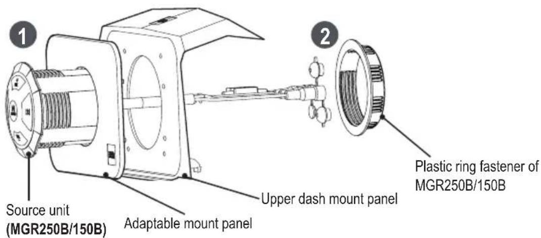BOSS BPRZRD - MGR250B/150B source unit installation (upper dash mount) - 1