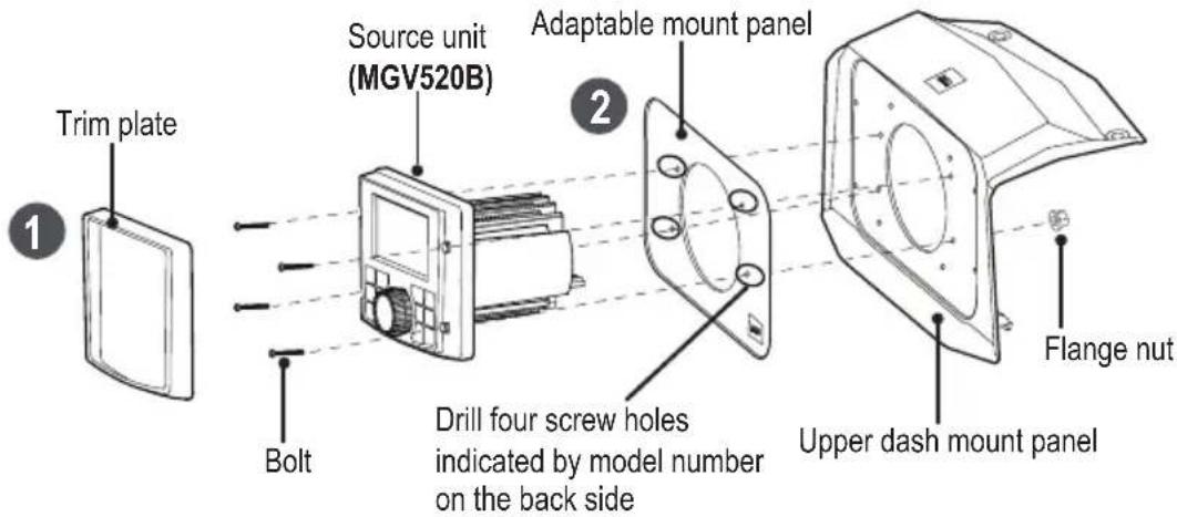 BOSS BPRZRD - MGV520B source unit installation (upper dash mount) - 1