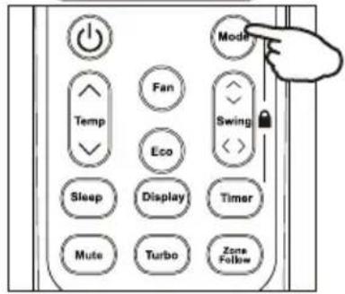 Mode Temp Fan Eco Swing Sleep Display Timer Mute Turbo Zone Follow