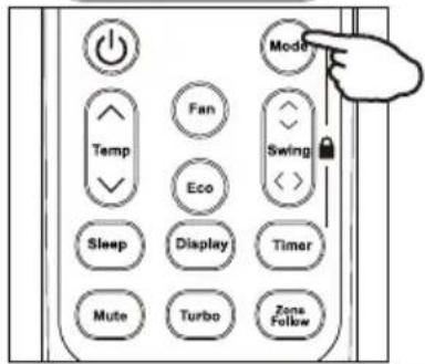 Mode Temp Fan Swing Eco Sleep Display Timer Mute Turbo Zone Follow