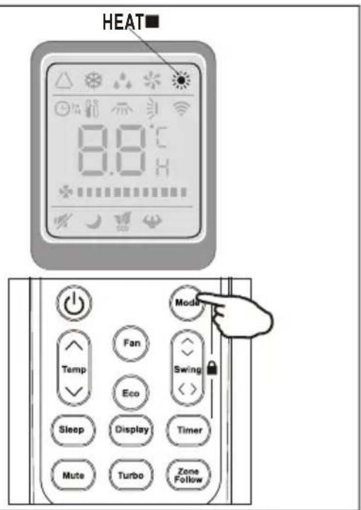 HEAT 8.8°C Temp Fan Swing Eco Sleep Display Timer Mute Turbo Zone Follow Mode