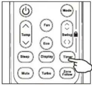 Mode Temp Fan Eco Sleep Display Timer Mute Turbo Zone Follow